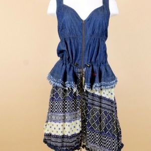 New Desigual Denim Sleeveless Zipper Dress Sz 8